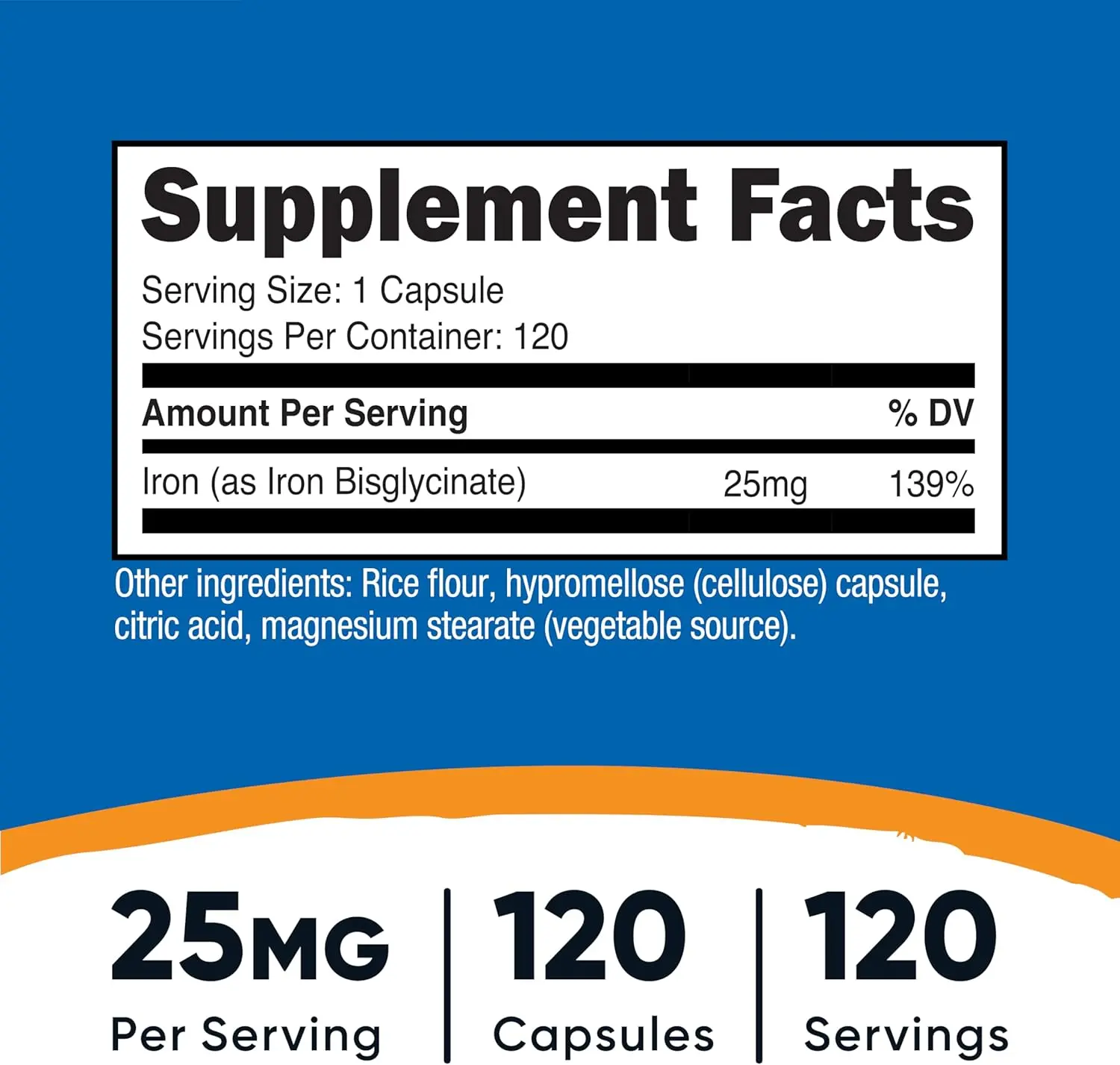 Nutricost Iron as Bisglycinate 25 mg Capsules